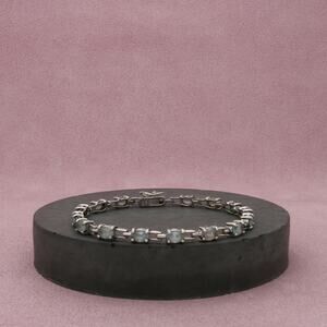 ⚡️reserved⚡️ sterling silver oval-cut topaz tennis bracelet size 6.75in